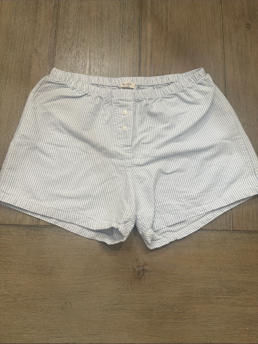 John Galt Brandy Melville Women’s Blue & White Stripe Boxer Shorts